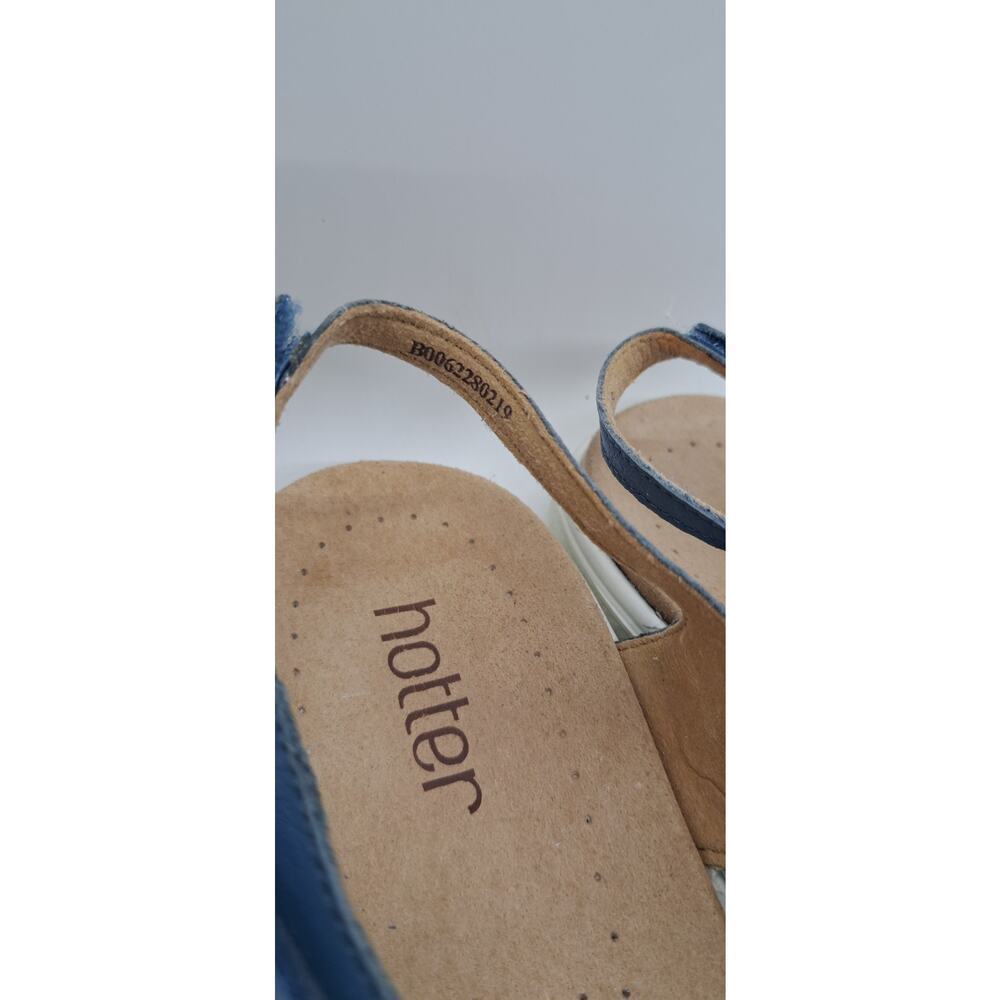 Hotter England Strappy Leather Maisie STD Slingback Sandals Womens 11 Blue Retro - Picture 8 of 9